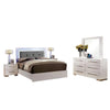 Gely 5pc Queen Bedroom Set | 2 Nightstands | Button Tufted | LED | White