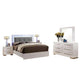 Gely 5pc Queen Bedroom Set | 2 Nightstands | Button Tufted | LED | White