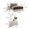 Gely 5pc Queen Bedroom Set | 2 Nightstands | Button Tufted | LED | White