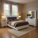 Gely 5pc Queen Bedroom Set | 2 Nightstands | Button Tufted | LED | White