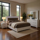 Gely 5pc Queen Bedroom Set | 2 Nightstands | Button Tufted | LED | White