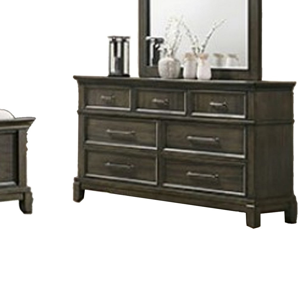 Revy 4pc Queen Bedroom Set | Tall Headboard | Wide Dresser Chest | Gray