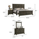 Revy 4pc Queen Bedroom Set | Tall Headboard | Wide Dresser Chest | Gray