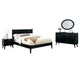 Leyla 4pc Full Bedroom Set | Dresser w Oval Mirror | Black Wood