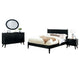 Leyla 4pc Full Bedroom Set | Dresser w Oval Mirror | Black Wood