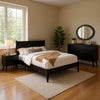Leyla 4pc Full Bedroom Set | Dresser w Oval Mirror | Black Wood