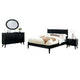 Leyla 4pc Queen Bedroom Set | Dresser w Oval Mirror | Black Wood