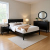 Leyla 4pc Queen Bedroom Set | Dresser w Oval Mirror | Black Wood