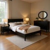 Leyla 4pc Twin Bedroom Set | Dresser w Oval Mirror | Black Wood