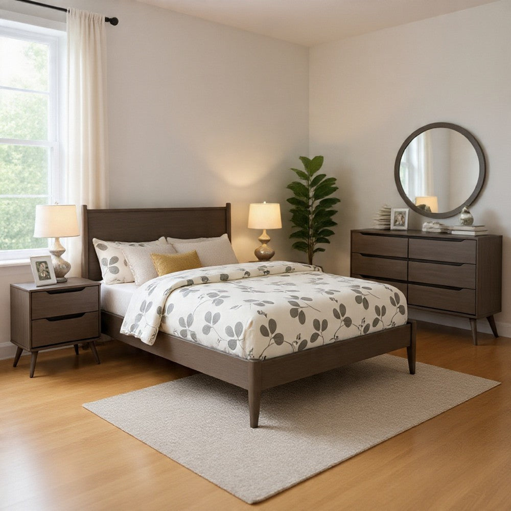 Leyla 4pc Twin Bedroom Set | Dresser w Oval Mirror | Gray Wood