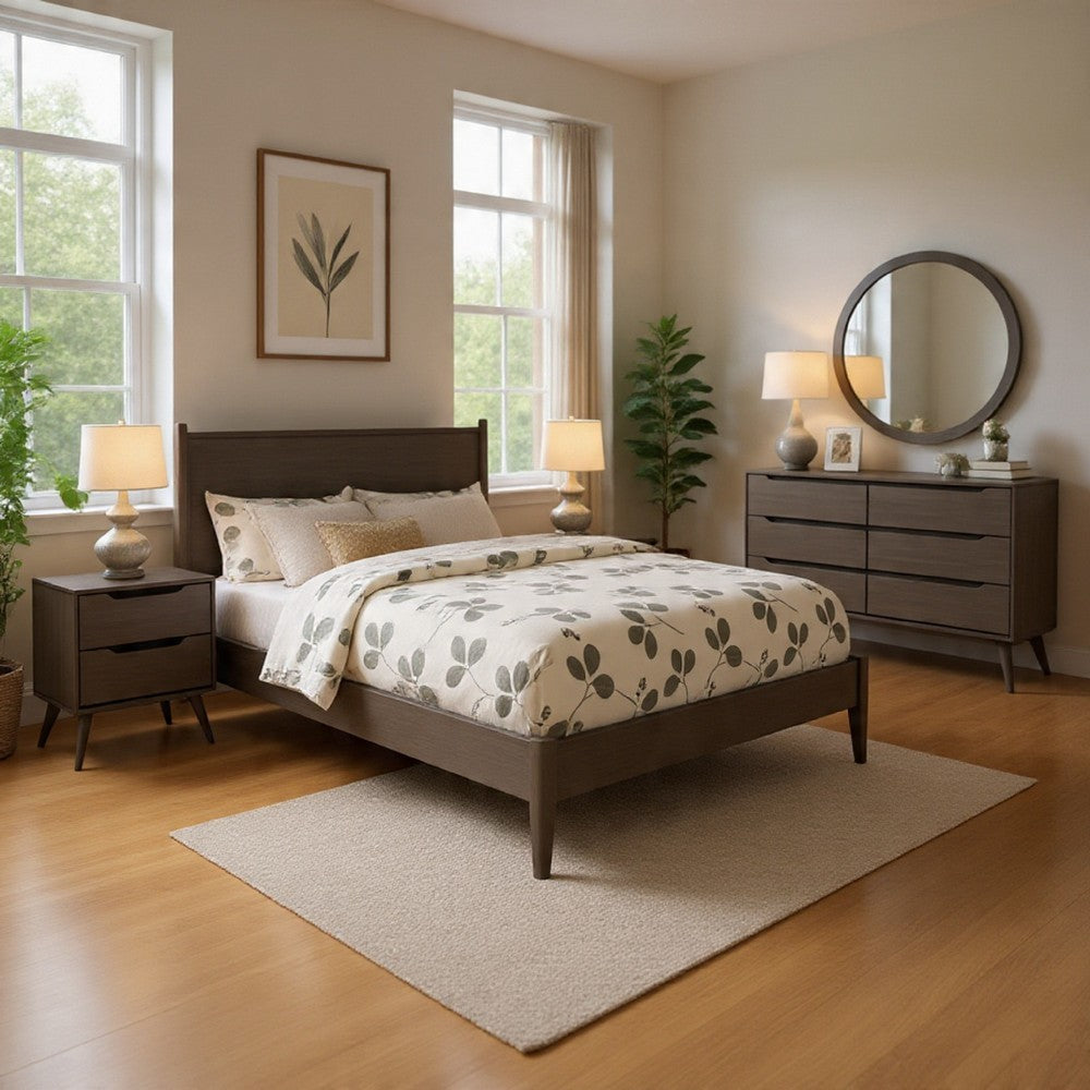 Leyla 4pc Twin Bedroom Set | Dresser w Oval Mirror | Gray Wood