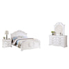 Aleci 4pc Twin Bed Set w Nightstand | Bell Shape Headboard | White Wood