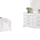 Aleci 4pc Twin Bed Set w Nightstand | Bell Shape Headboard | White Wood