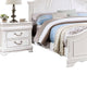 Aleci 4pc Twin Bed Set w Nightstand | Bell Shape Headboard | White Wood
