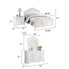 Aleci 4pc Twin Bed Set w Nightstand | Bell Shape Headboard | White Wood