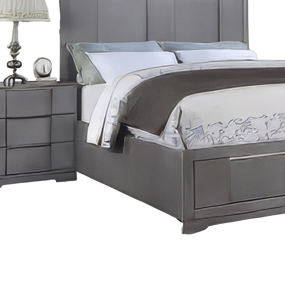 Levice 5pc Queen Bedroom Set | LED Headboard | 2 Nightstands Mirror | Gray