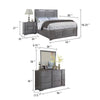 Levice 5pc Queen Bedroom Set | LED Headboard | 2 Nightstands Mirror | Gray