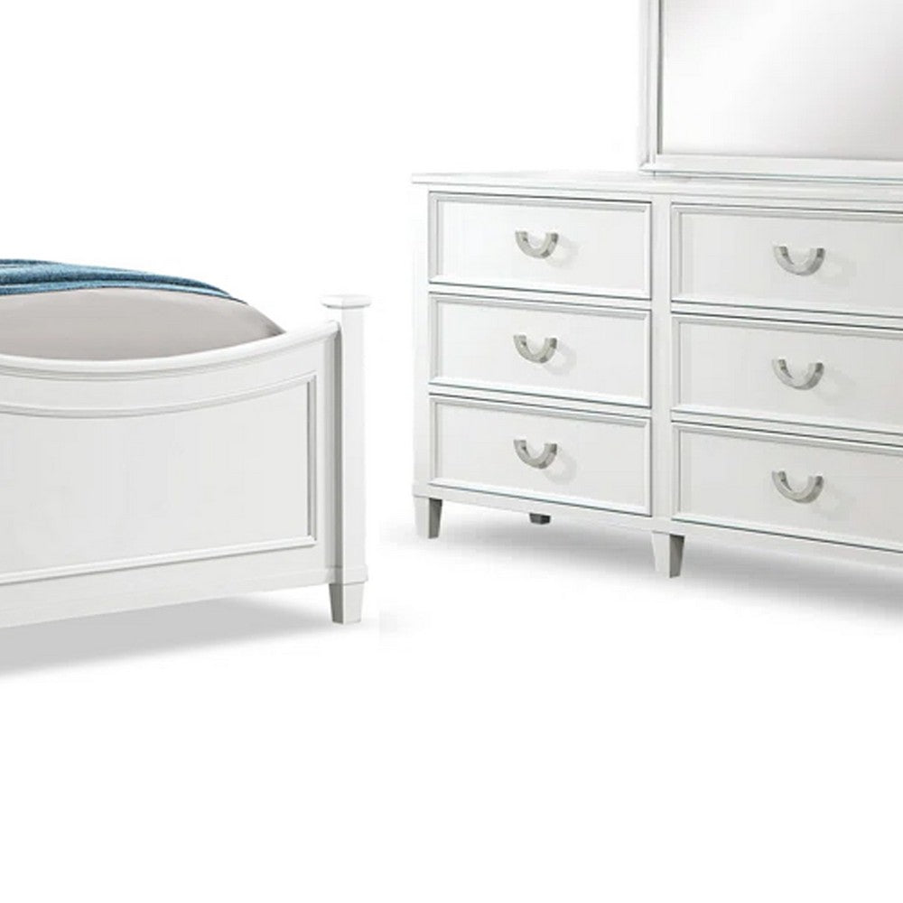 Kiki 4pc Full Bedroom Set w Poster Bed | Storage Trundle | White Wood