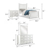 Kiki 4pc Full Bedroom Set w Poster Bed | Storage Trundle | White Wood