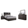 Kalie 4pc Queen Bedroom Set w Bookcase Headboard | Storage | Gray Wood