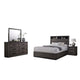 Kalie 4pc Queen Bedroom Set w Bookcase Headboard | Storage | Gray Wood