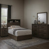 Kalie 4pc Queen Bedroom Set w Bookcase Headboard | Storage | Gray Wood