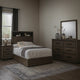 Kalie 4pc Queen Bedroom Set w Bookcase Headboard | Storage | Gray Wood