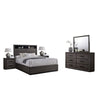Kalie 5pc Queen Bedroom Set w Bookcase Headboard | 2 Nightstands | Gray