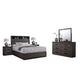 Kalie 5pc Queen Bedroom Set w Bookcase Headboard | 2 Nightstands | Gray