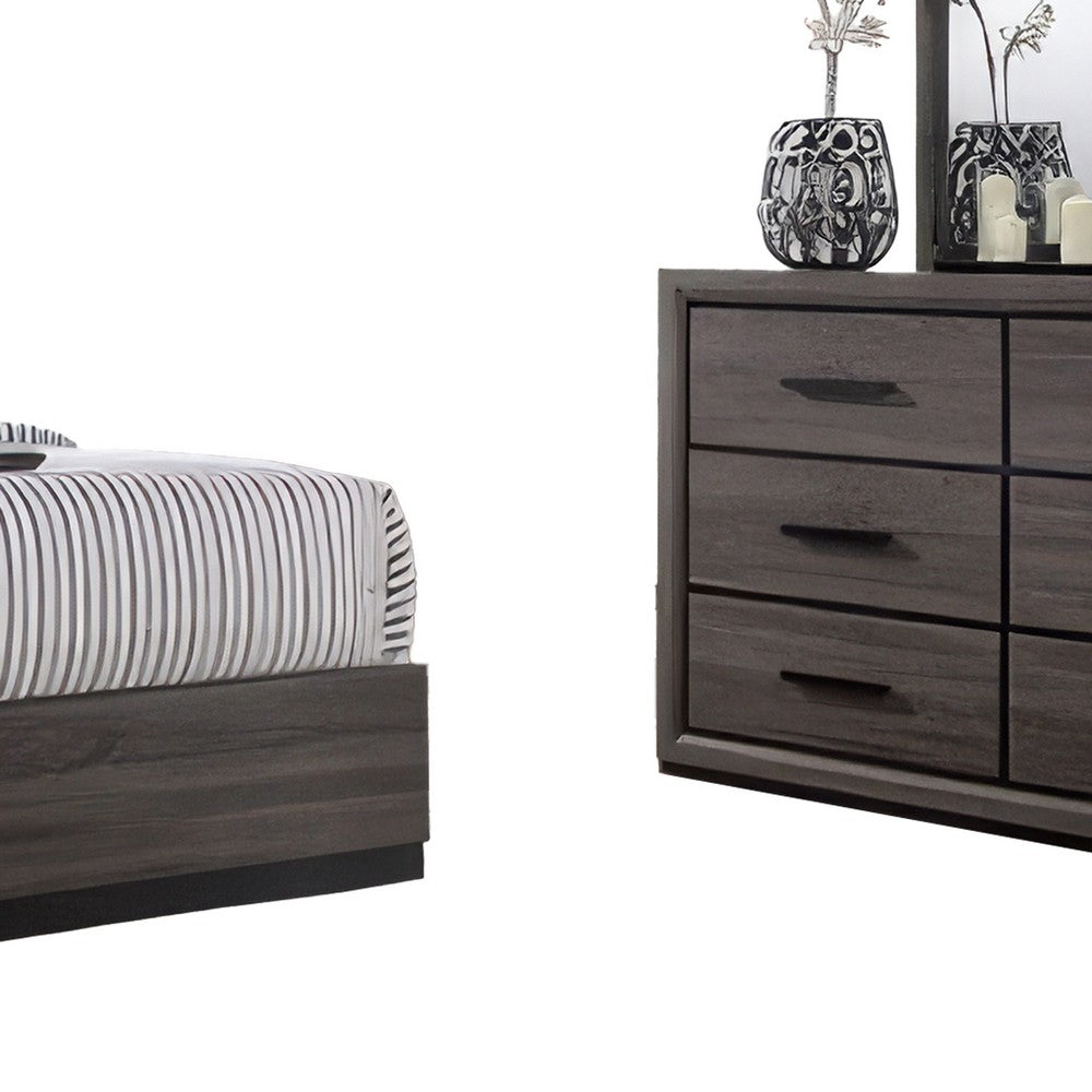 Kalie 5pc Queen Bedroom Set w Bookcase Headboard | 2 Nightstands | Gray