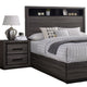 Kalie 5pc Queen Bedroom Set w Bookcase Headboard | 2 Nightstands | Gray