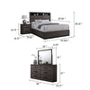 Kalie 5pc Queen Bedroom Set w Bookcase Headboard | 2 Nightstands | Gray