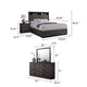 Kalie 5pc Queen Bedroom Set w Bookcase Headboard | 2 Nightstands | Gray