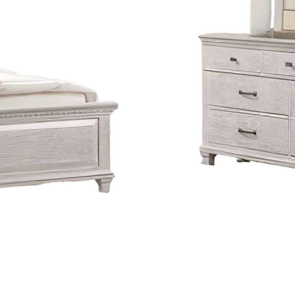 Leyne 4pc Queen Bedroom Set | Cream Upholstery | Weathered Gray