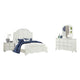 Kyna 4pc Queen Bedroom Set | Curved Louvered Headboard | Antique White