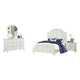 Kyna 4pc Queen Bedroom Set | Curved Louvered Headboard | Antique White