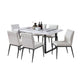 Alz 7pc Dining Table Set | 6 White Faux Leather Upholstered Chairs | Black