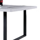 Alz 7pc Dining Table Set | 6 White Faux Leather Upholstered Chairs | Black
