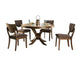 Meka 5pc Round Dining Table Set | Dark Brown Pedestal Cross Base | 4 Chairs