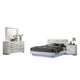 Pero 4pc Queen Bedroom Set | LED | Chrome & White | Dresser Mirror