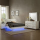 Pero 4pc Queen Bedroom Set | LED | Chrome & White | Dresser Mirror