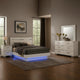 Pero 4pc Queen Bedroom Set | LED | Chrome & White | Dresser Mirror