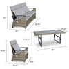 Lona 4pc Outdoor Sofa & Table Set w Gray Cushions | 2 Chairs | Black