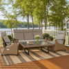 Lona 4pc Outdoor Sofa & Table Set w Gray Cushions | 2 Chairs | Black