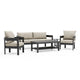 Lea 5pc Outdoor Sofa & Chairs Set | Coffee Table | Light Brown | Black