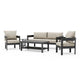 Lea 5pc Outdoor Sofa & Chairs Set | Coffee Table | Light Brown | Black