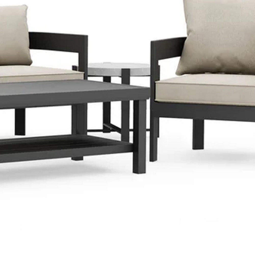 Lea 5pc Outdoor Sofa & Chairs Set | Coffee Table | Light Brown | Black