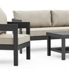 Lea 5pc Outdoor Sofa & Chairs Set | Coffee Table | Light Brown | Black