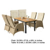 Ankia 7pc Outdoor Dining Set | 6 Reclining Chairs | Beige | 62-84" Table