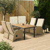 Ankia 7pc Outdoor Dining Set | 6 Reclining Chairs | Beige | 62-84" Table